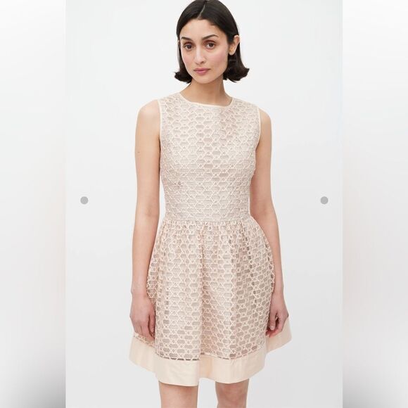 NWT Red Valentino Pink Ribbon Mesh A-Line Dress Size 2 Pink Blush